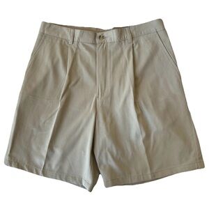 Alfani Men's Pleated Front Chino Shorts– 34-Khaki Stone Minimalist Preppy Golf